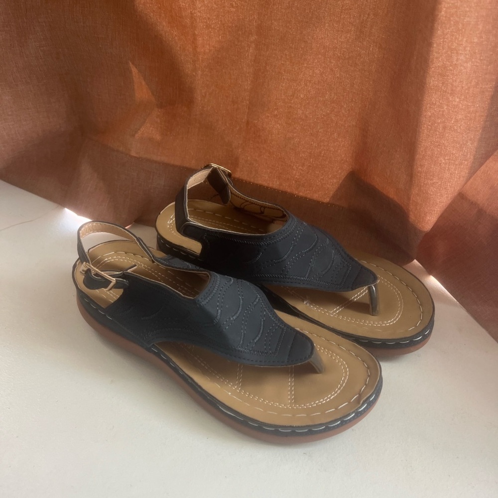 Elegant Blue and Tan Women's Sandals